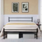 H. j wedoo lit double en m�tal cadre de lit 140cm x 190 cm - noir
