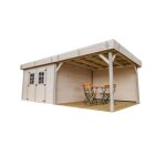 Habrita abri embo�t� - 28 mm - avec terrasse couverte avec toiture mono pente toiture en bac acier 2064 ...