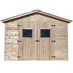 Habrita abri de jardin 9 m� en panneau et bois massif - sans plancher - �paisseur 16 mm