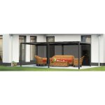 Habrita - pergola bioclimatique aluminium xxl avec 2 rideaux manuels - gris
