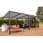 Habrita pergola bioclimatique en aluminium xxl - gris - pour c�t� 360 m
