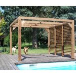 Habrita pergola en sapin trait� tr�s haute temp�rature � 215�c - fermeture paroi lat�rale - 341 x 313 ...