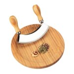 Relaxdays hachoir berceuse avec planche bambou & acier inoxydable double lame diam�tre de 20 cm nature ...