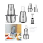 Hachoir multifonction lectrique 500w 5 lames 2 vitesses avec bol en acier inoxydable de 2l peut piler ...
