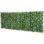 Haie artificielle feuilles de laurier treillis extensible - outsunny - pe anti - uv vert