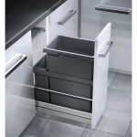Poubelle encastrable 2 bacs pour meuble coulissant 45l (38 + 7) hailo euro cargo