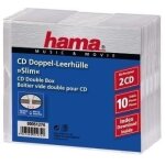 Bo�tier cd slim double jewel hama - transparent - lot de 10 - capacit� 2 cd