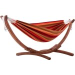 Hamac double sunbrella avec support en pin - vivere - sunset - bois massif - 2 personnes - 150 kg Hamac double sunbrella avec support en pin - vivere - sunset - bois massif - 2 personnes - 150 kg