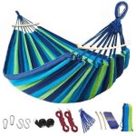 Hamac extrieur double kenlumo 200 x 150cm - toile rsistante et durable - 200kg de charge - vert