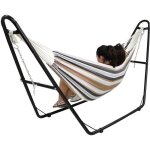 Hamac - brsilien - marron - avec support type - h - capacit 2 personnes - coton polyester
