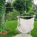 Hamac suspendu br�silien ecru boh�me chic - no name - 1 personne - bois - confortable et facile � suspendre ...
