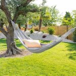 Hamac en toile gris perle hesp�ride - pour 6 personnes - dimensions l307xl150cm