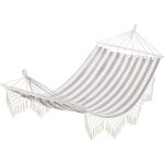 Outsunny - hamac - coton - 200x100cm - gris blanc