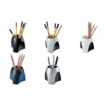 Pot � crayons - han - delta - plastique noir - stable - pieds caoutchout�s