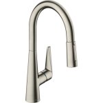 Hansgrohe mitigeur de cuisine talis s 200 avec douchette extractible 2 jets aspect acier inox 72813800 ...