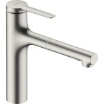 Hansgrohe zesis m33 mitigeur de cuisine 160 avec douchette extractible 2 jets aspect acier inox 74801800 ...