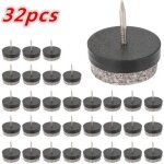Patins de protection pour meubles - haopyou - 32 patins - plastique abs et m�tal - noir et argent� - ...
