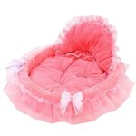 Haopyou - pinji panier chien chat avec dentelle niche lit chiot chaton rose 56 53cm rose