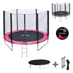 Pack premium trampoline 245cm r�versible rose / gris canberra + filet �chelle b�che et kit dancr
