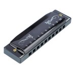 Harmonica - salutuya - 20 tons - 10 trous - aluminium et acier inoxydable - noir