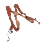 Harnais en cuir - surenhap - double �paule - pour 2 cam�ras - confortable et �l�gant - motif x