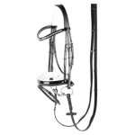 Harrys horse su�doise bridon en cuir noir vernis chique de cristaux bleus): chaussures et sacs