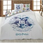 Harry potter blasons - parure de lit double enfant 2 places - housse de couette 220x240 cm et 2 taies ...