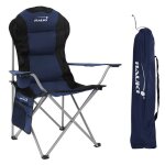 Hauki chaise de camping pliable bleu chaise de p�che avec porte - boisson et sac transport 150kg extra ...