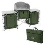 Hauki cuisine de camping pliable avec sac de transport meuble � �tag�res de rangement kaki aluminium ...
