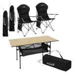 Hauki set de meubles de camping 3 pi�ces table en aluminium beige 2 chaises de p�che pliantes noires ...