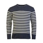 Haut - armor lux - rayures horizontales crues - col rond - manches longues - bleu