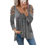 Blouse femme - non spcifi - gris - col en v - sans bretelles - ourlet ample