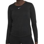 T - shirt manches longues de sport noir femme nike top
