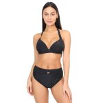 Haut push up avec d�tails dor�s sur les bretelles devant. dot� de liens de serrage autour du cou et dans ...