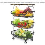 Haute qualit!!! corbeille  fruits 4 niveaux - desserte de cuisine  roulettes en bois et fer noir 40 ...