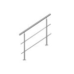 Hengmei 180cm 2 poteaux rampe descalier main courante murale garde - corps en acier inoxydable baguettes ...
