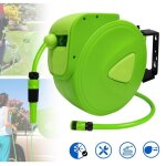 Enrouleur de tuyau - hengmei - mobile - 30 m + 2 m - automatique - pivotant 180� - vert