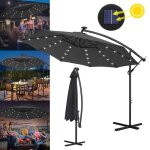 Hengmei �350cm parasol d�port� en aluminium avec protection uv eclairage led lampe solaire pour patio ...