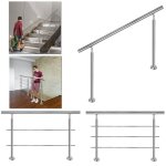 Main courante murale - hengmei - 80cm - acier inoxydable - 2 poteaux - int�rieur & ext�rieur