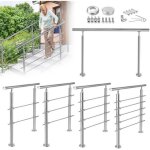 Main courante murale - hengmei - 80cm - acier inoxydable - 3 poteaux - int�rieur & ext�rieur