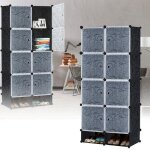 Hengmei armoire de rangement 8 bo�tes avec porte diy �tag�re syst�me penderie � monter soi - m�me noir ...