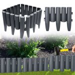 Bordure de jardin - hengmei - 14 m - imitation bois - anthracite - r�sistante aux intemp�ries