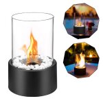 Chemin�e de table � l�thanol hengmei - noir - int�rieur et ext�rieur - avec pierres d�coratives