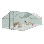 Enclos pour poulailler - hengmei - 3 x 6 x 2 m - acier galvanis� - protection solaire - porte avec serrure ...