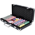 Hengmei malette de poker professionnelle 500 laser jetons 2 jeux de cartes 3 bouton dealer 5 d�s mallette ...