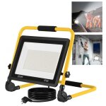 Hengmei projecteur led lampe de chantier 200w led ext�rieur portable ip66 etanche avec support 3m c�ble(blanc ...