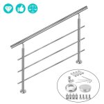 Garde - corps - hengmei - rampe descalier 100cm - acier inoxydable - 3 poteaux - installation facile