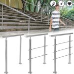 Garde - corps - hengmei - rampe descalier - acier inoxydable - 2 poteaux - 120cm