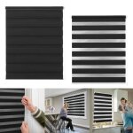 Hengmei store enrouleur z�br� store occultant double sans per�age store de fen�tre 80x150cm noir