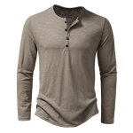 Henley t - shirt homme � manches longues casual tee shirt couleur unie regular fit tissu confortable ...